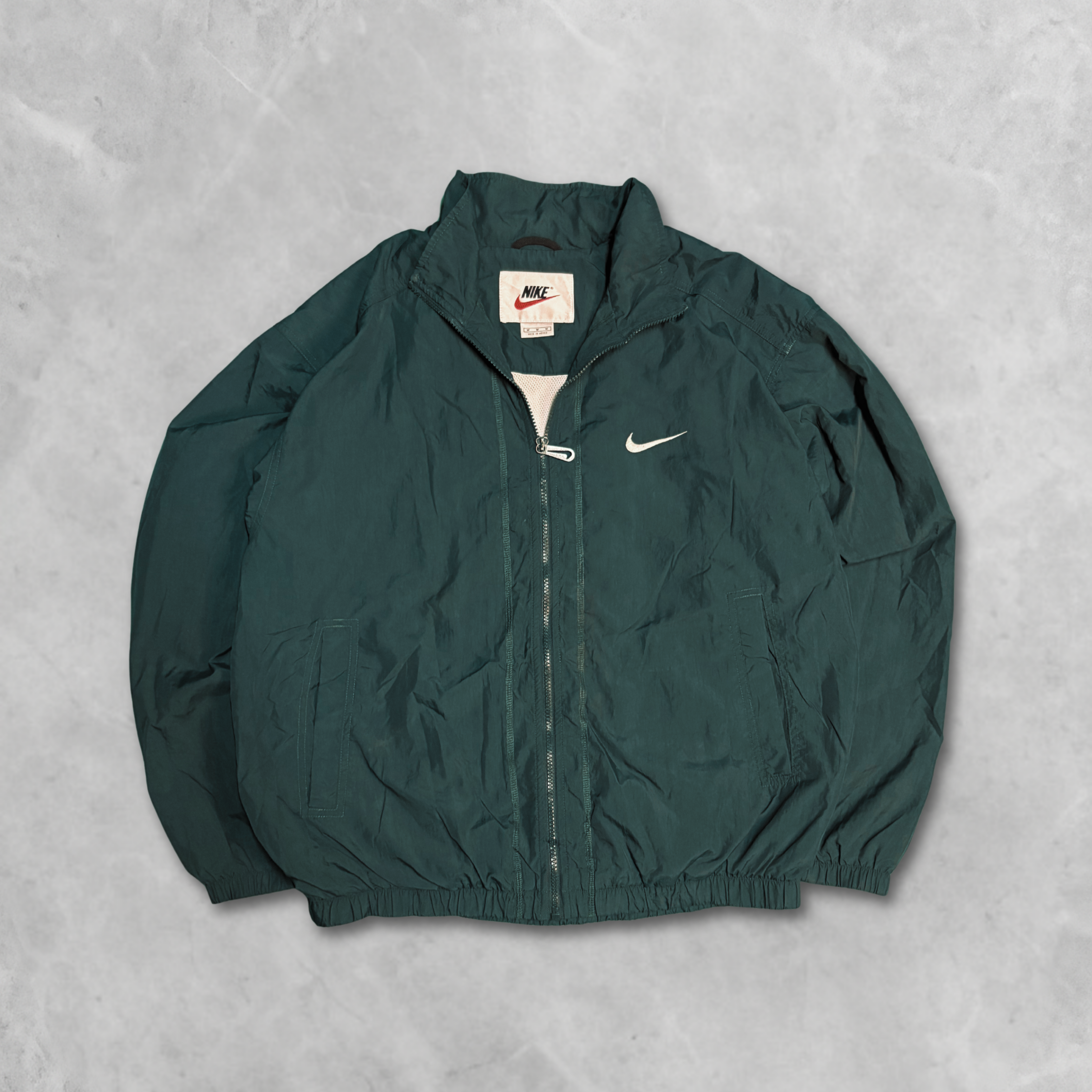 Vintage Nike 90s Track Windbreaker Jacket (Forest Green) - M