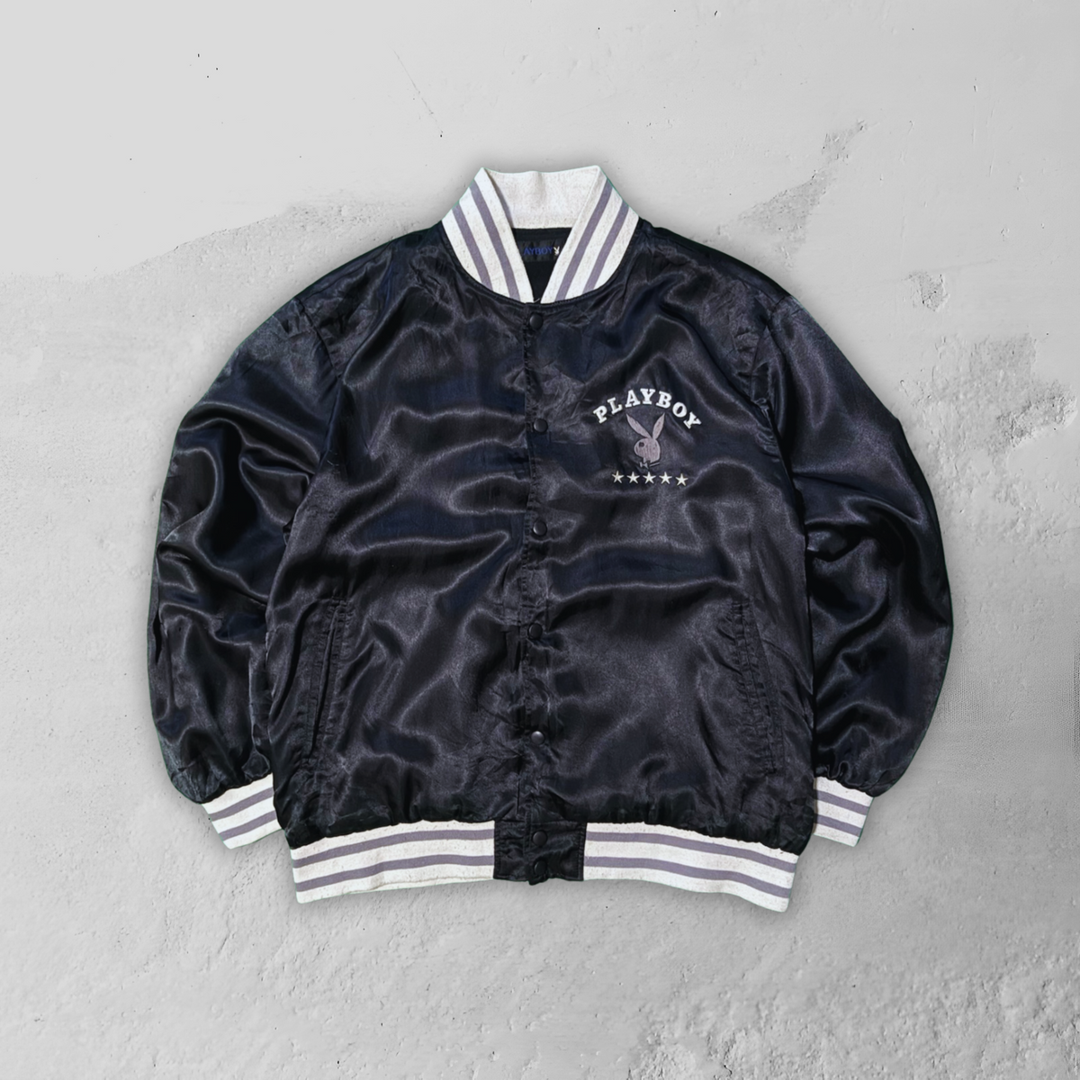 Vintage Satin Playboy Varsity Jacket - S