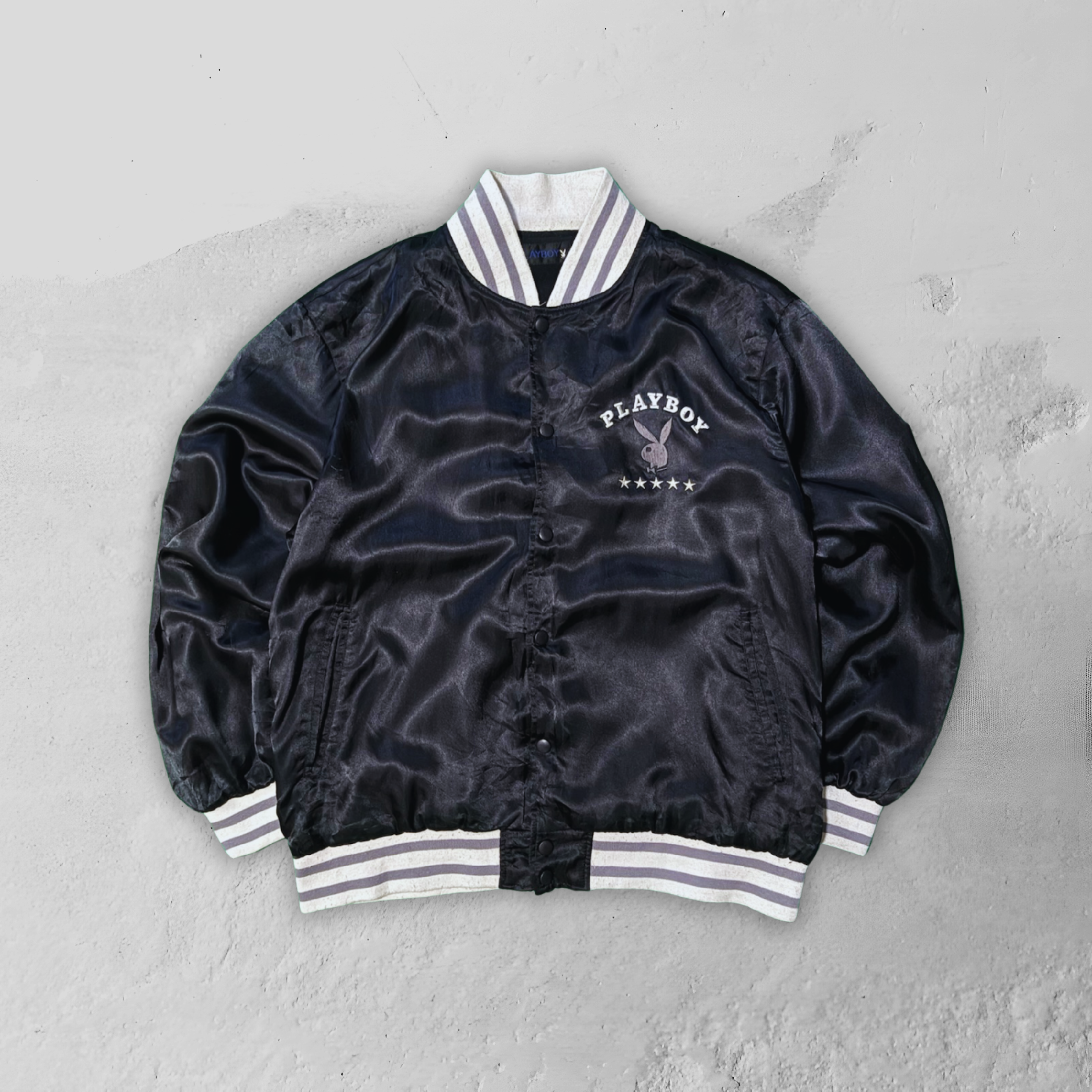 Vintage Satin Playboy Varsity Jacket - S