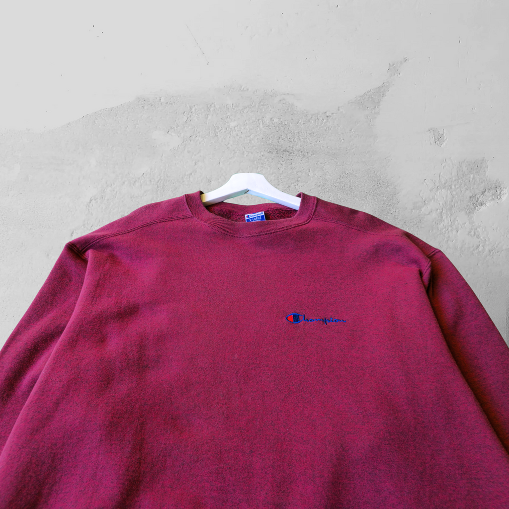 Vintage Y2K Champion Maroon Crewneck Sweatshirt - XL