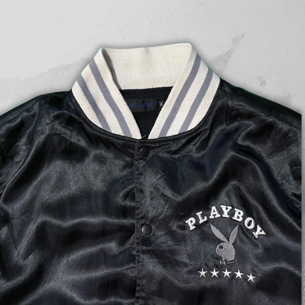 Vintage Satin Playboy Varsity Jacket - S