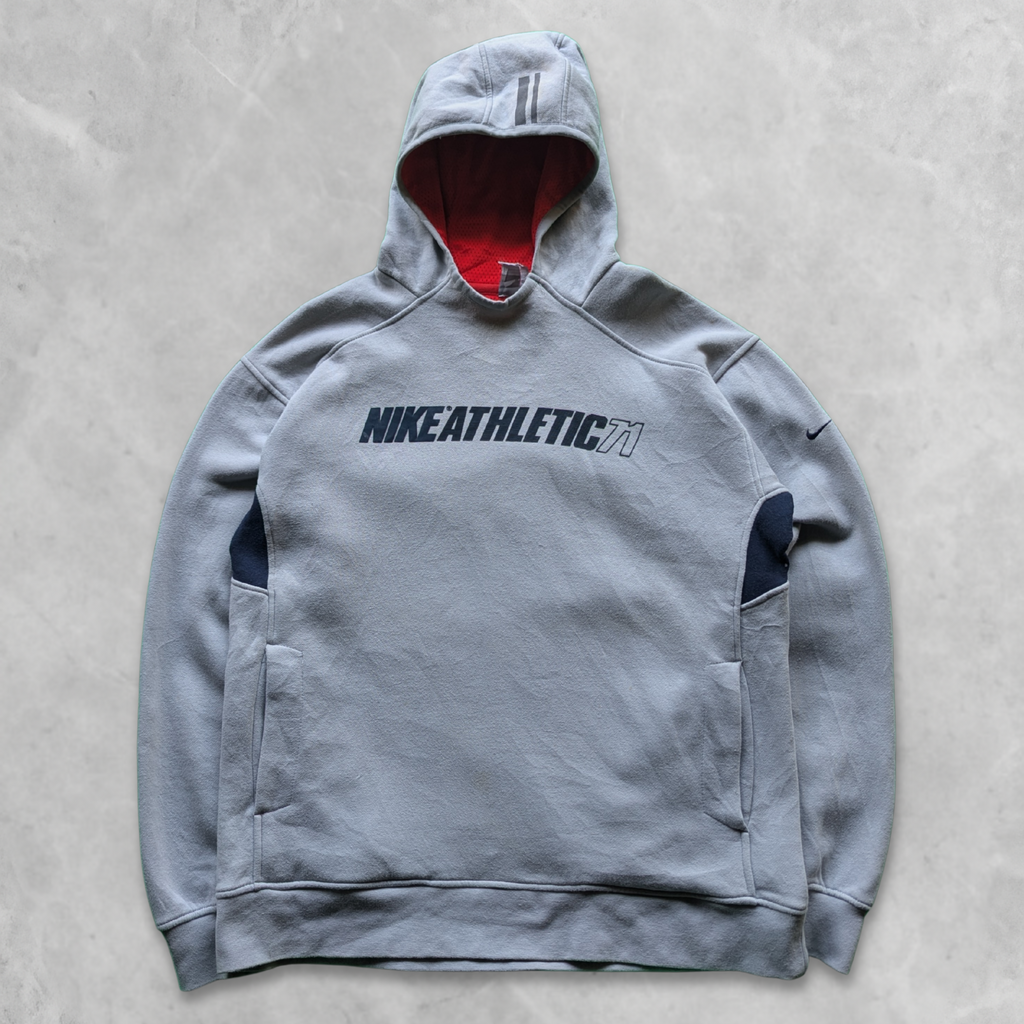 Vintage 00s Nike Athletic 71 Tech Hoodie (Grey & Navy) - L