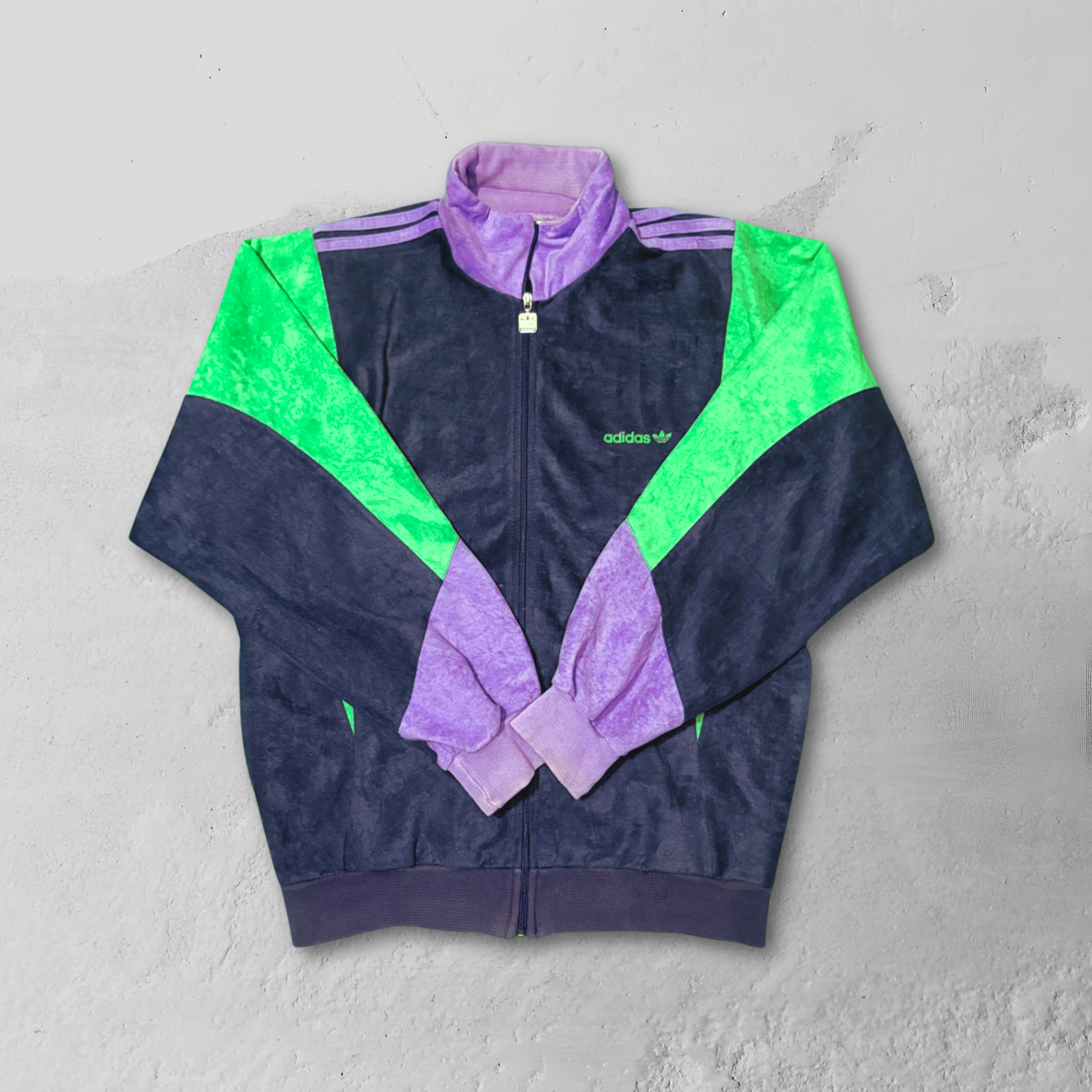 Vintage Rare 70s 80s Adidas Ventex Velour Track Jacket - M