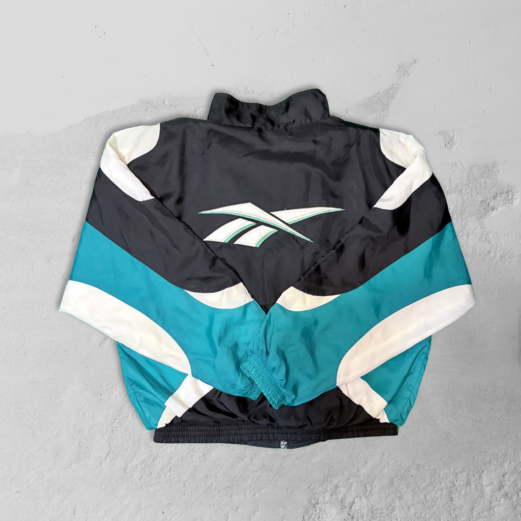 Vintage Reebok Windbreaker Jacket (Black & Green) - L