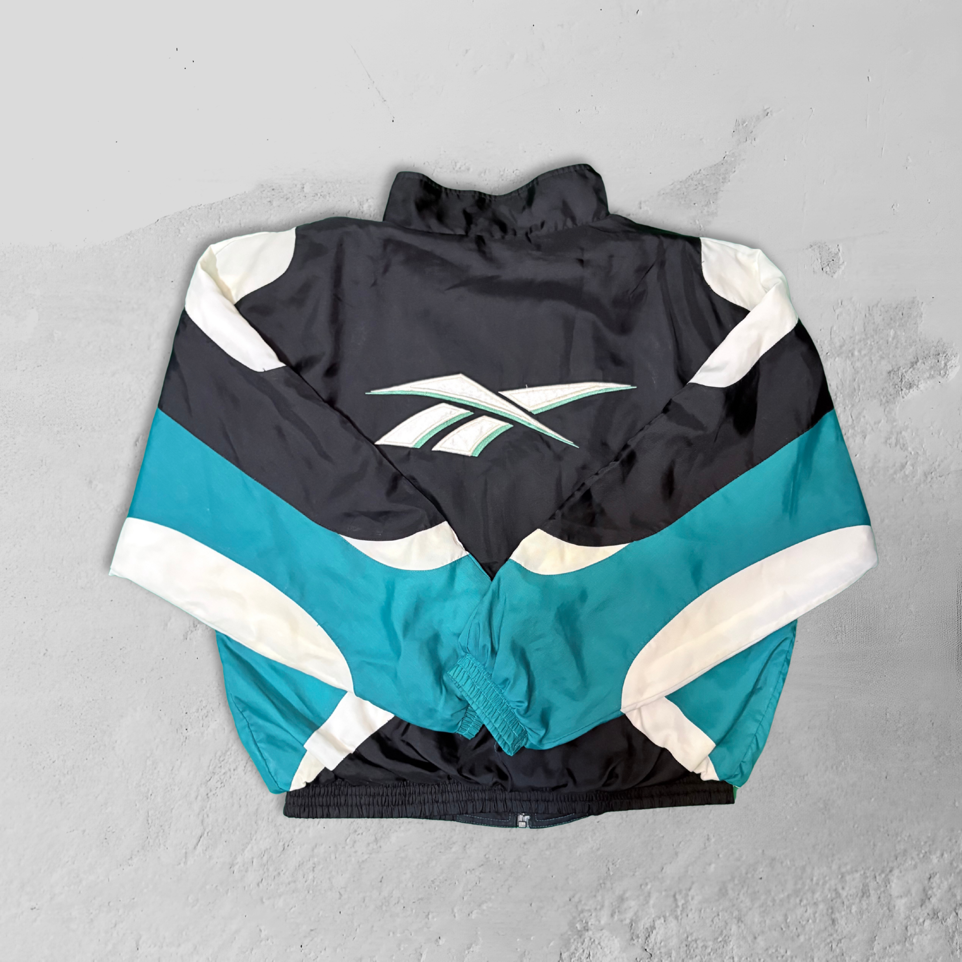 Vintage Reebok Windbreaker Jacket (Black & Green) - L