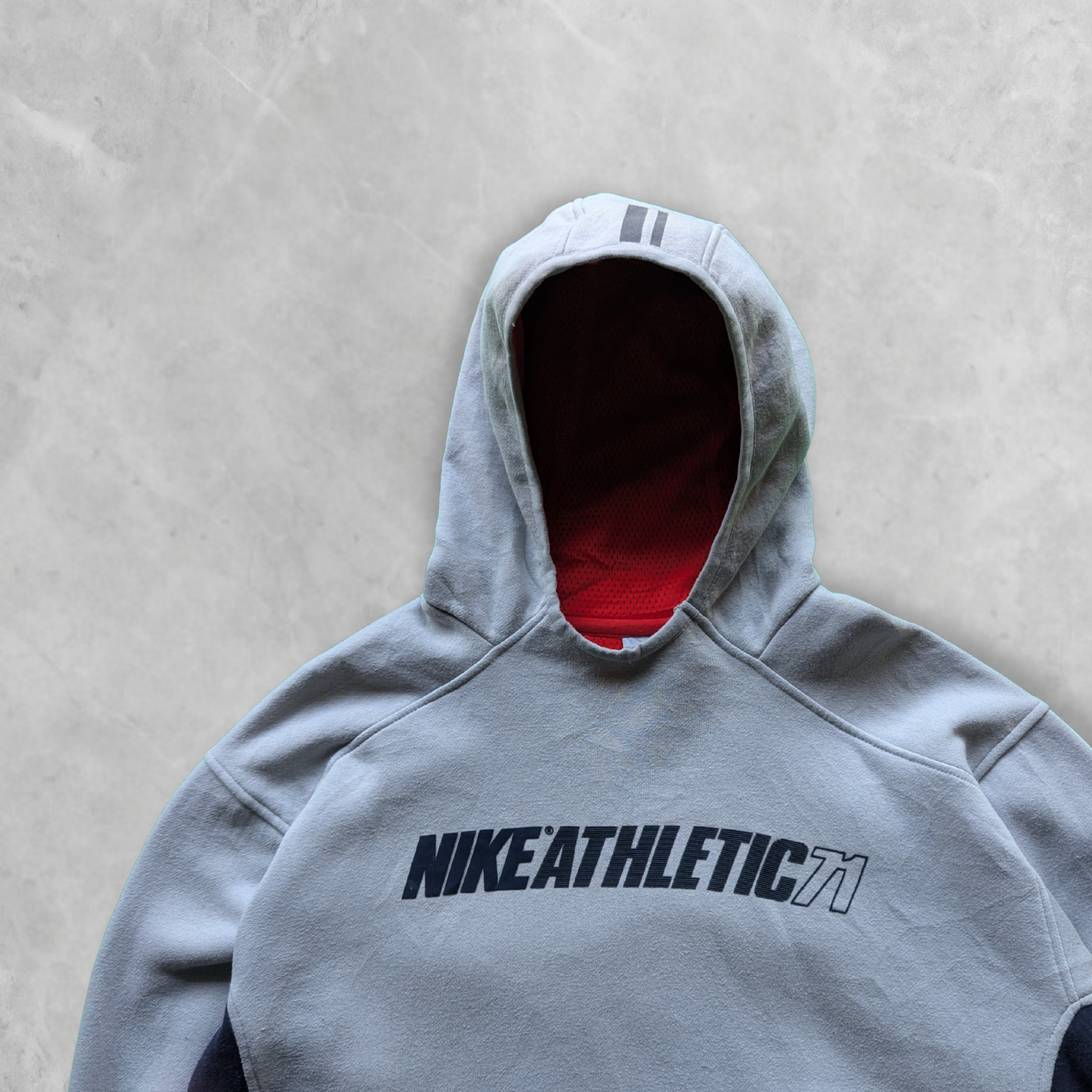 Vintage 00s Nike Athletic 71 Tech Hoodie (Grey & Navy) - L