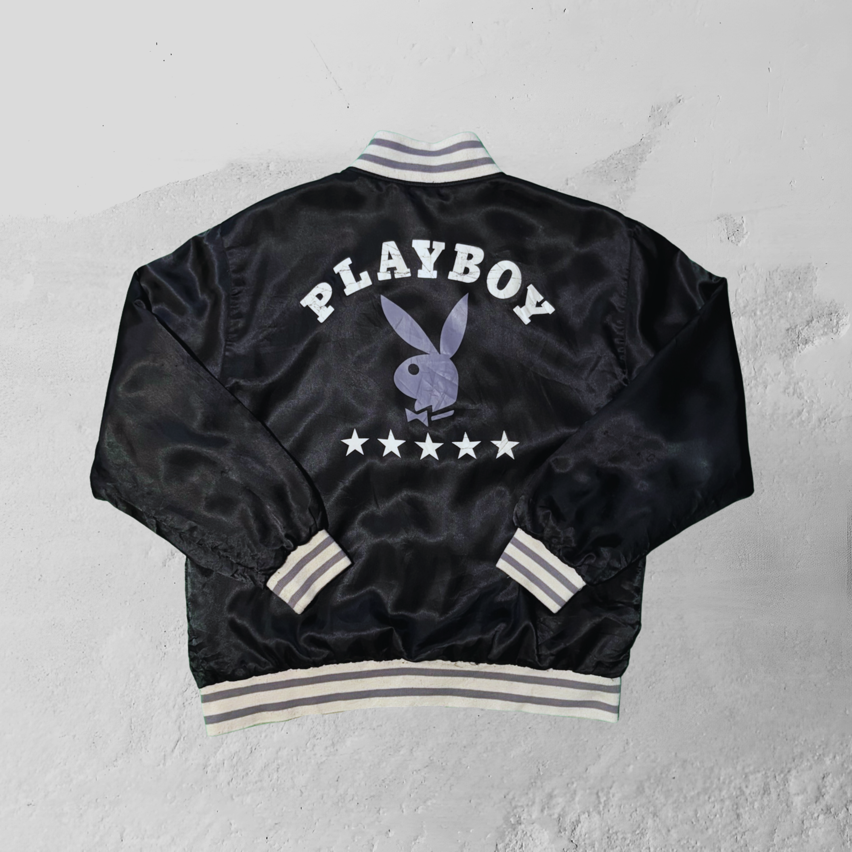Vintage Satin Playboy Varsity Jacket - S