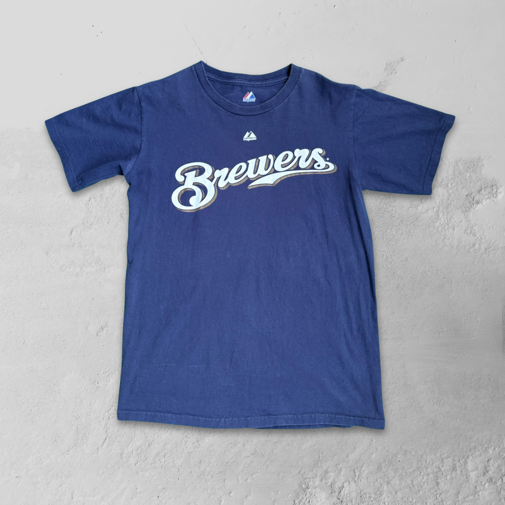 Vintage 90s Majestic Milwaukee Brewers #13 Zack Greinke Tee - S